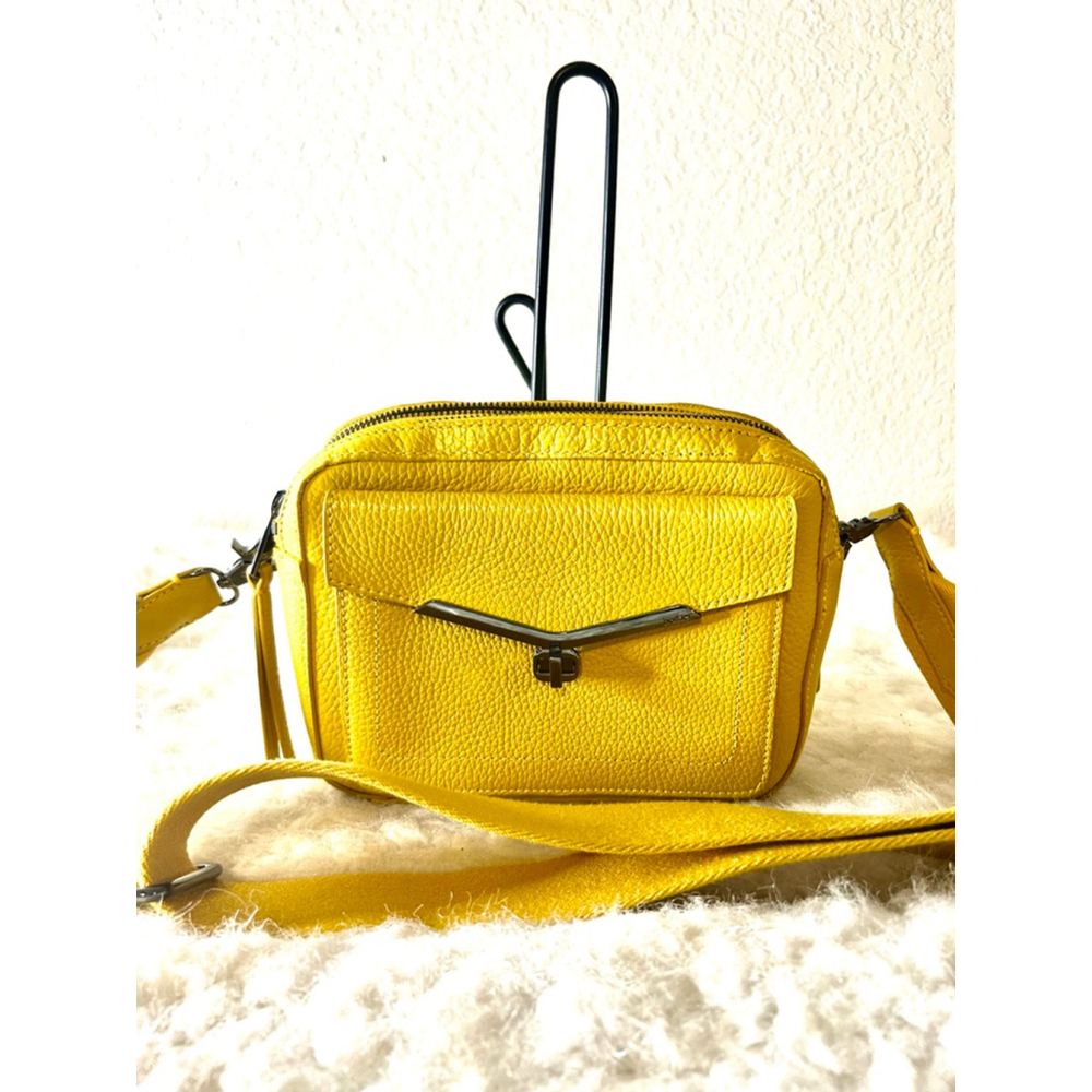 Botkier Valentina Yellow Leather Mini Camera Crossbody Bag with 2 straps